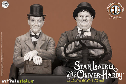 Am Rande der Kreissäge: Laurel und Hardy mit Ford Model T, Fertig-Modell von Infinite Statue