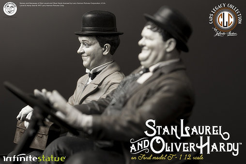 Am Rande der Kreissäge: Laurel und Hardy mit Ford Model T, Fertig-Modell von Infinite Statue