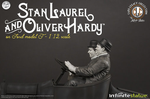 Am Rande der Kreissäge: Laurel und Hardy mit Ford Model T, Fertig-Modell von Infinite Statue
