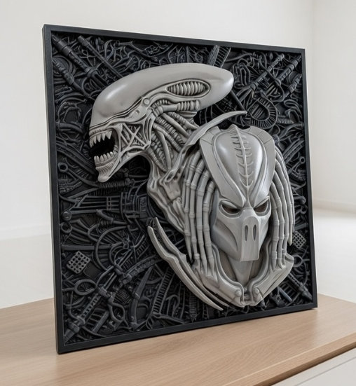 Alien vs. Predator: Final Fight 3D Wallplaque, 3D Wallplaque von SPACEart