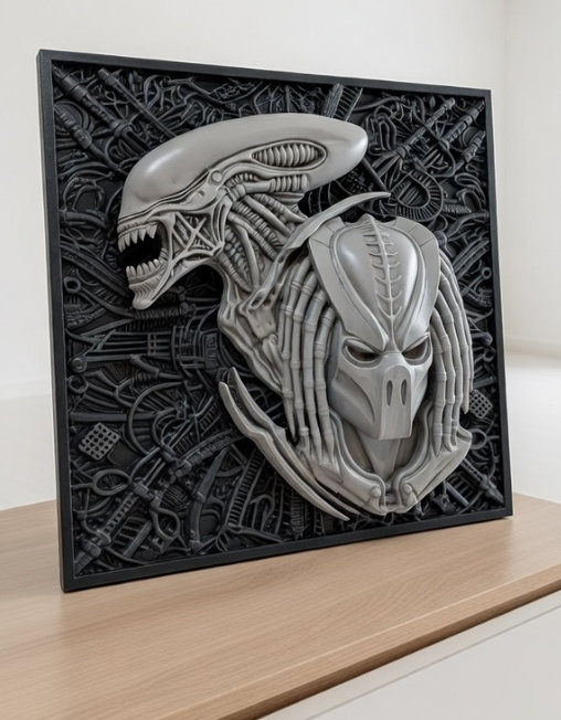 Alien vs. Predator: Final Fight 3D Wallplaque, 3D Wallplaque von SPACEart