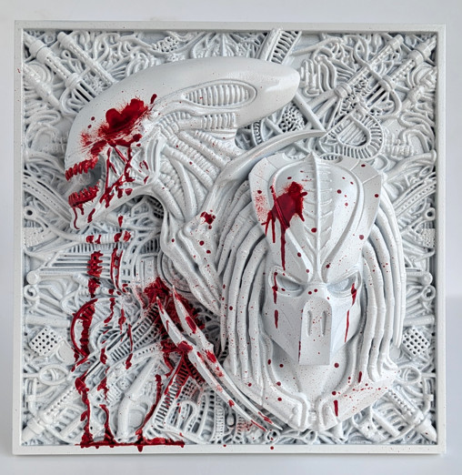 Alien vs. Predator: White Fight 3D Wallplaque, 3D Wallplaque von SPACEart