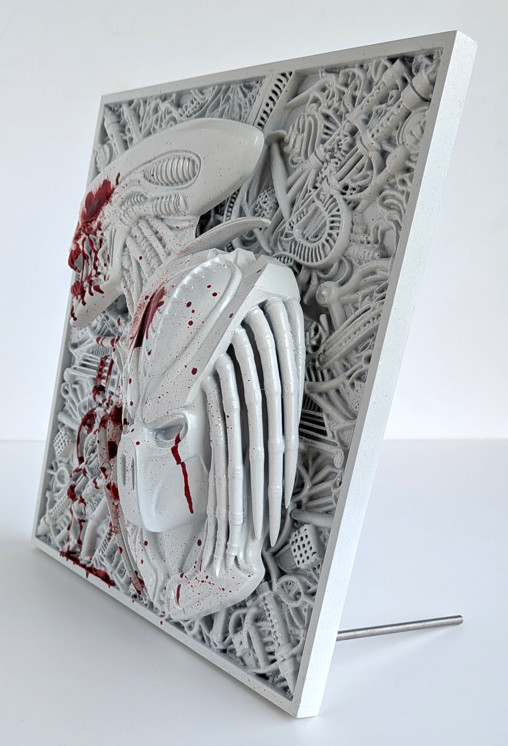 Alien vs. Predator: White Fight 3D Wallplaque, 3D Wallplaque von SPACEart
