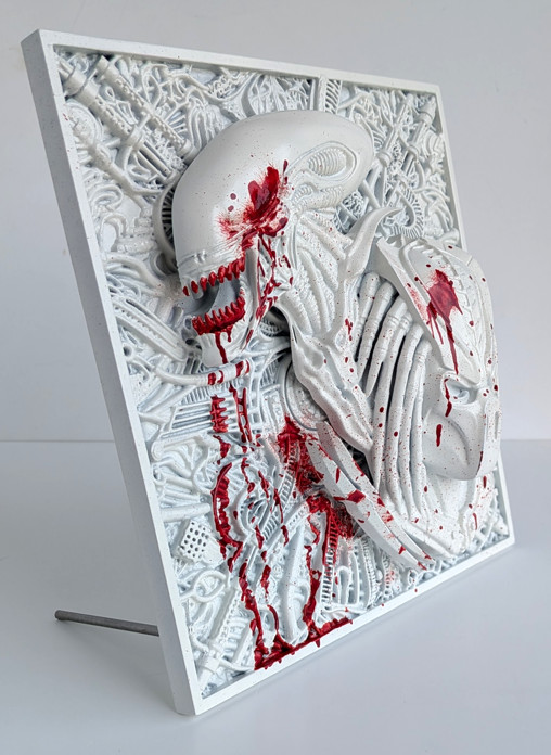 Alien vs. Predator: White Fight 3D Wallplaque, 3D Wallplaque von SPACEart