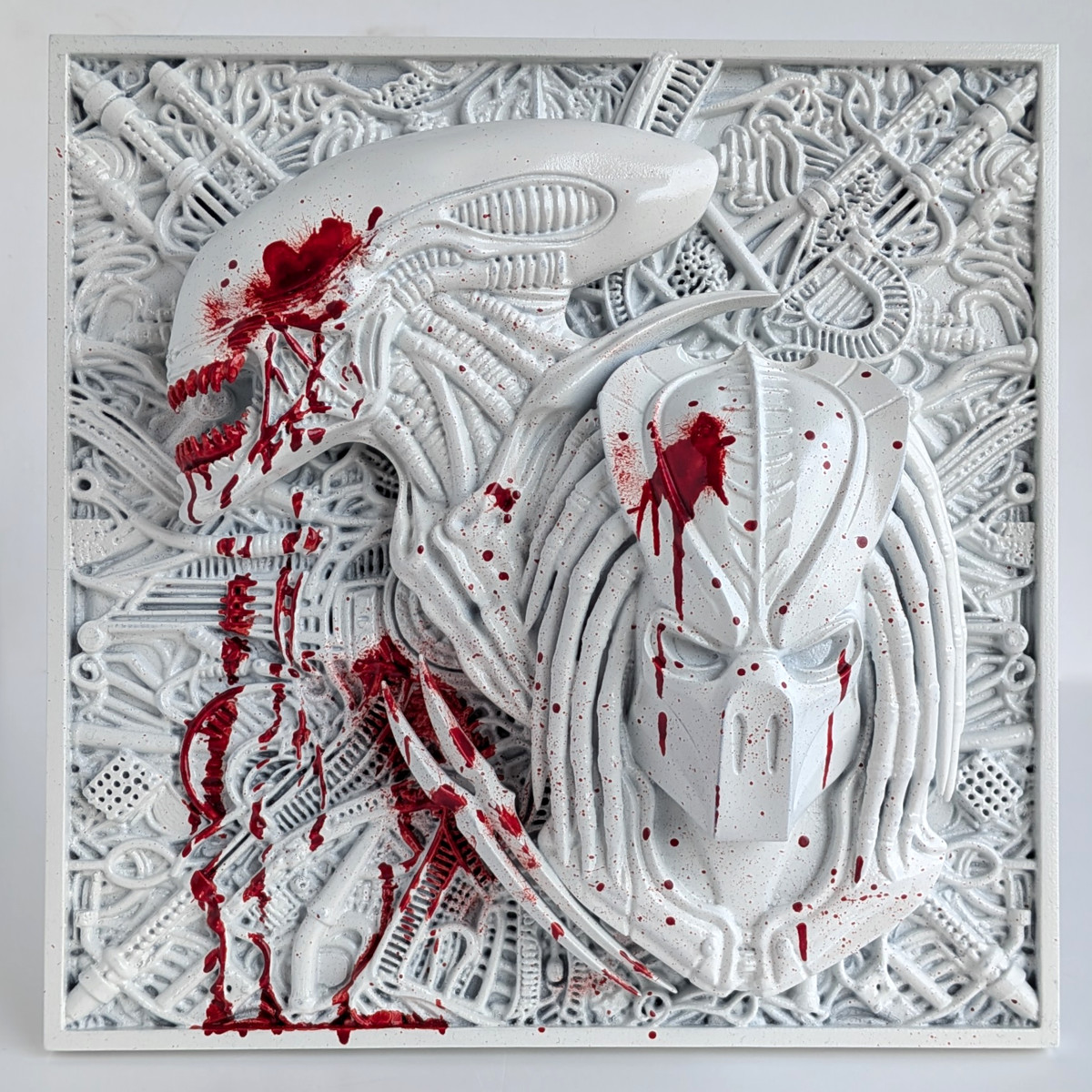 Alien vs. Predator: White Fight 3D Wallplaque, 3D Wallplaque von SPACEart