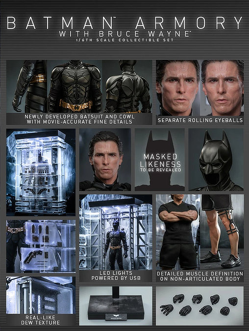 Batman - The Dark Knight Rises: Batman Armory with Bruce Wayne, 1/6 Figur von Hot Toys