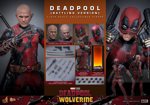 Deadpool und Wolverine: Deadpool - Battling Version, 1/6 Figur von Hot Toys