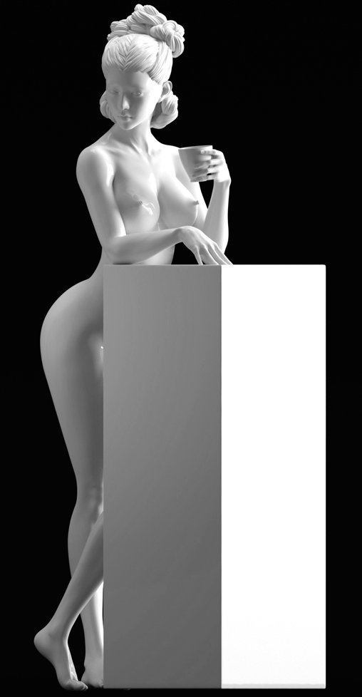Enjoy in White: A Cup of Love, Statue von SPACEart