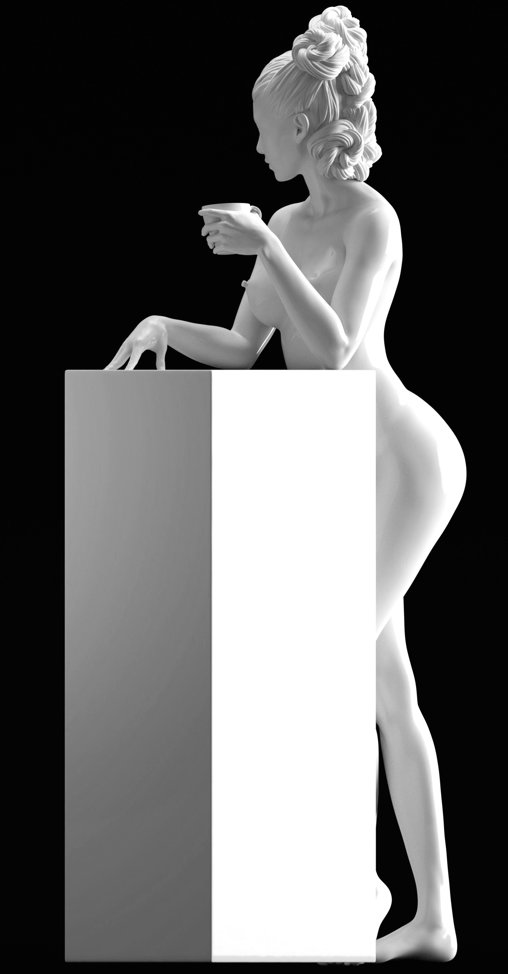 Enjoy in White: A Cup of Love, Statue von SPACEart