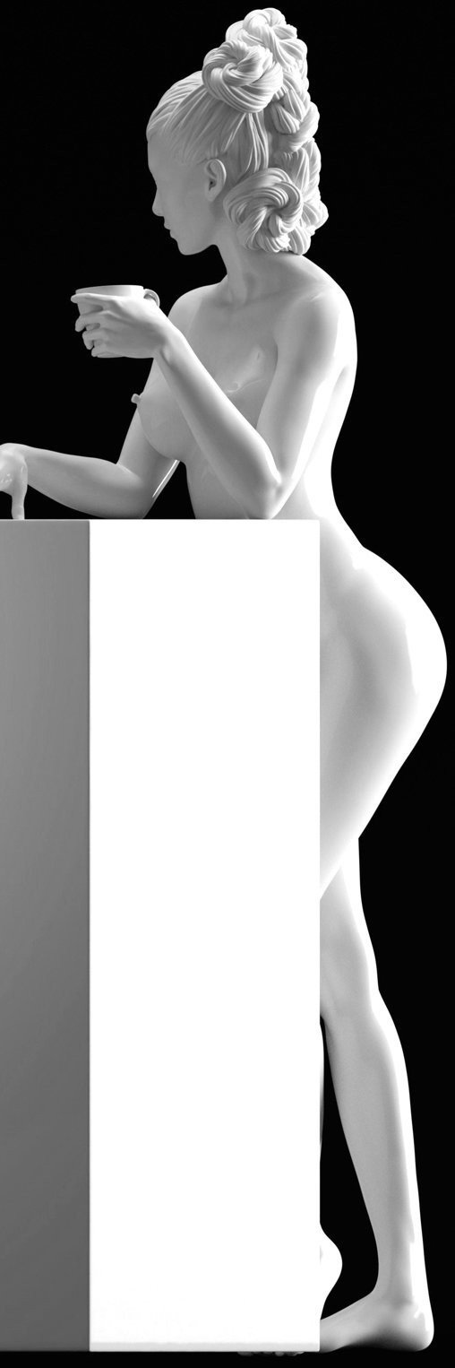 Enjoy in White: A Cup of Love, Statue von SPACEart