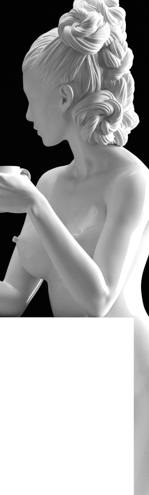 Enjoy in White: A Cup of Love, Statue von SPACEart