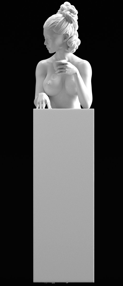Enjoy in White: A Cup of Love, Statue von SPACEart