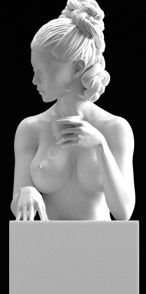 Enjoy in White: A Cup of Love, Statue von SPACEart
