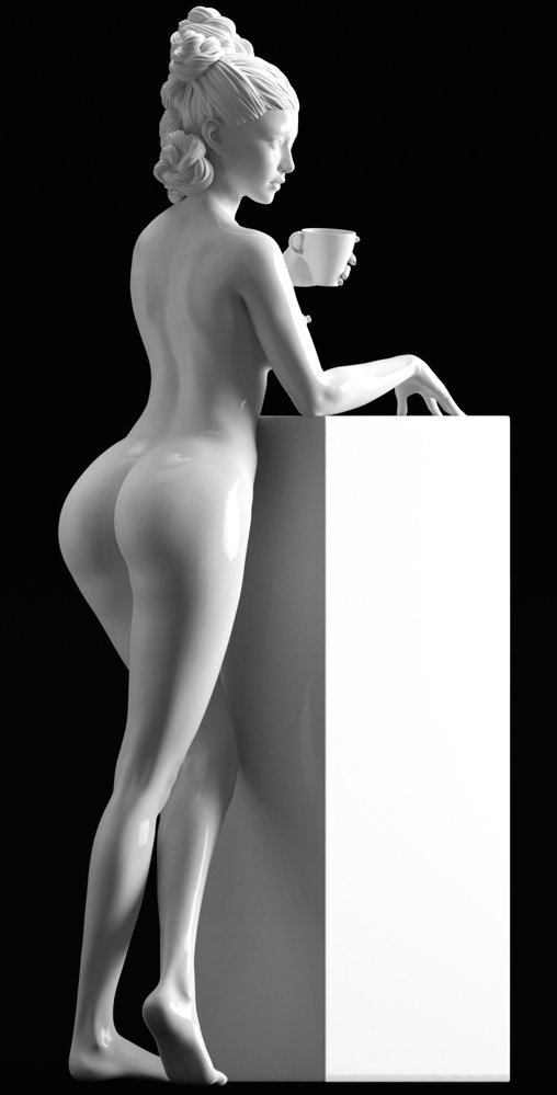Enjoy in White: A Cup of Love, Statue von SPACEart
