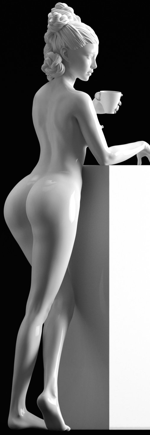 Enjoy in White: A Cup of Love, Statue von SPACEart