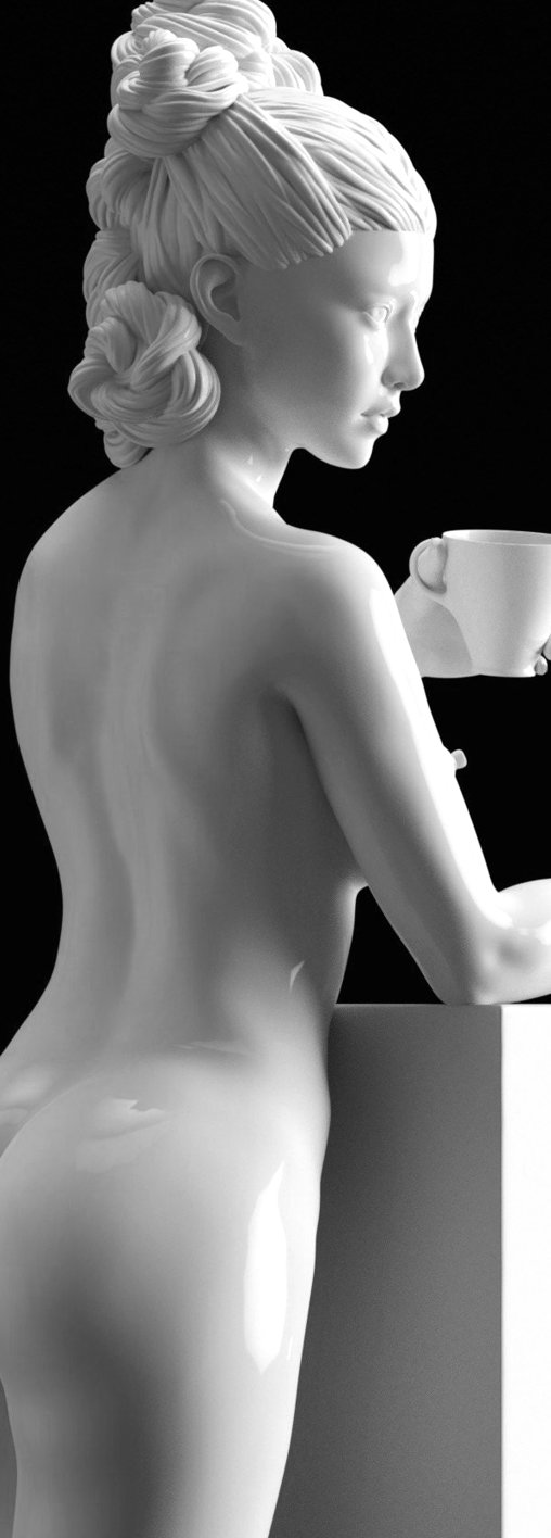 Enjoy in White: A Cup of Love, Statue von SPACEart