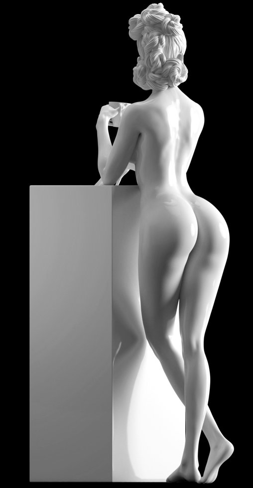Enjoy in White: A Cup of Love, Statue von SPACEart