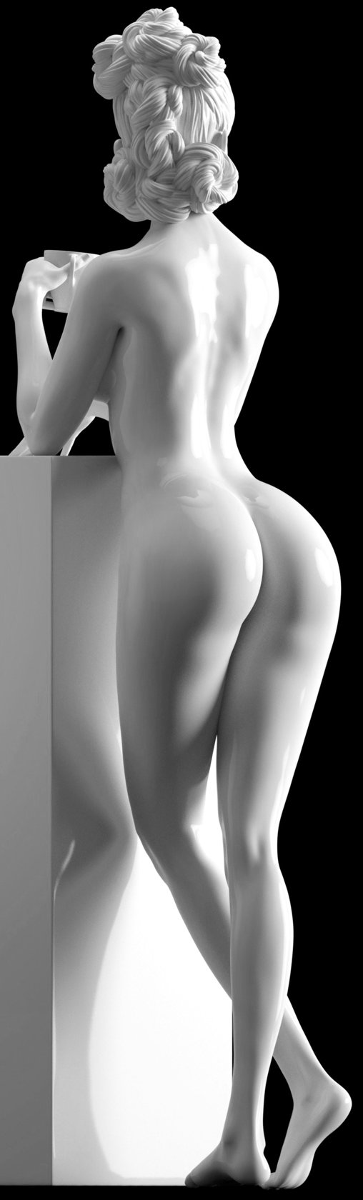 Enjoy in White: A Cup of Love, Statue von SPACEart