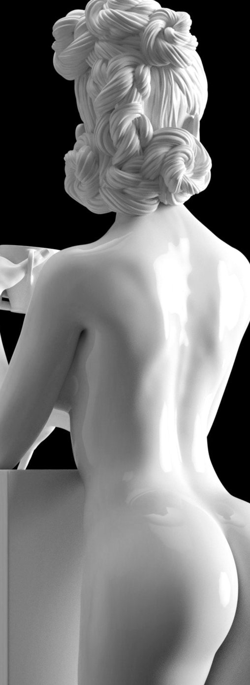 Enjoy in White: A Cup of Love, Statue von SPACEart