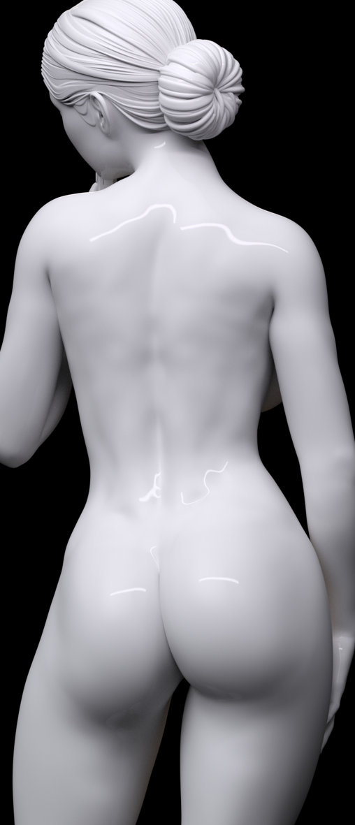 Enjoy in White: Gun-Girl Zarah, Statue von SPACEart