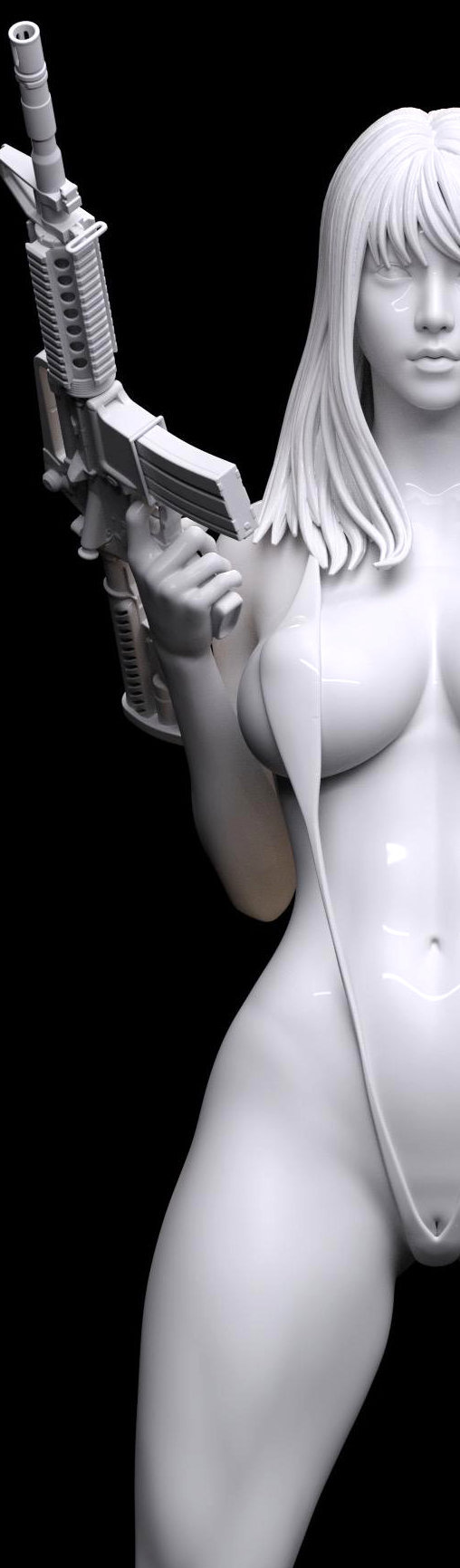 Enjoy in White: Gun-Girl Lizza , Statue von SPACEart
