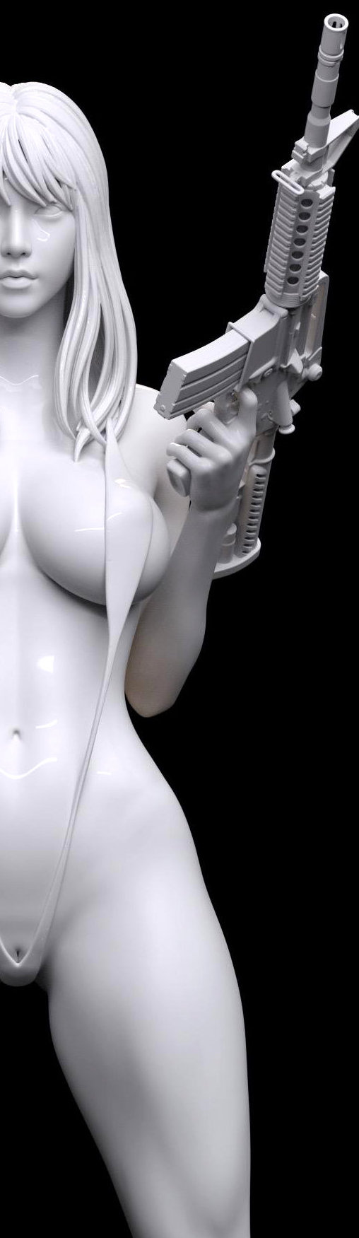 Enjoy in White: Gun-Girl Lizza , Statue von SPACEart