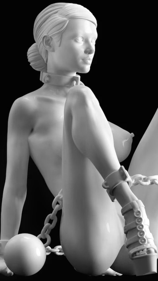 Enjoy in White: Clara in Chains , Statue von SPACEart