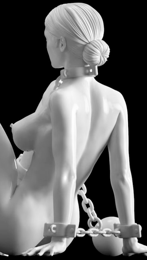 Enjoy in White: Clara in Chains , Statue von SPACEart