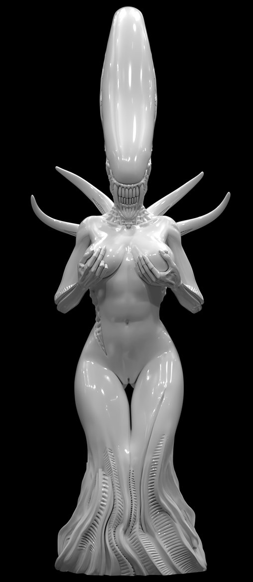 Enjoy in White: Female Xenomorph, Statue von SPACEart