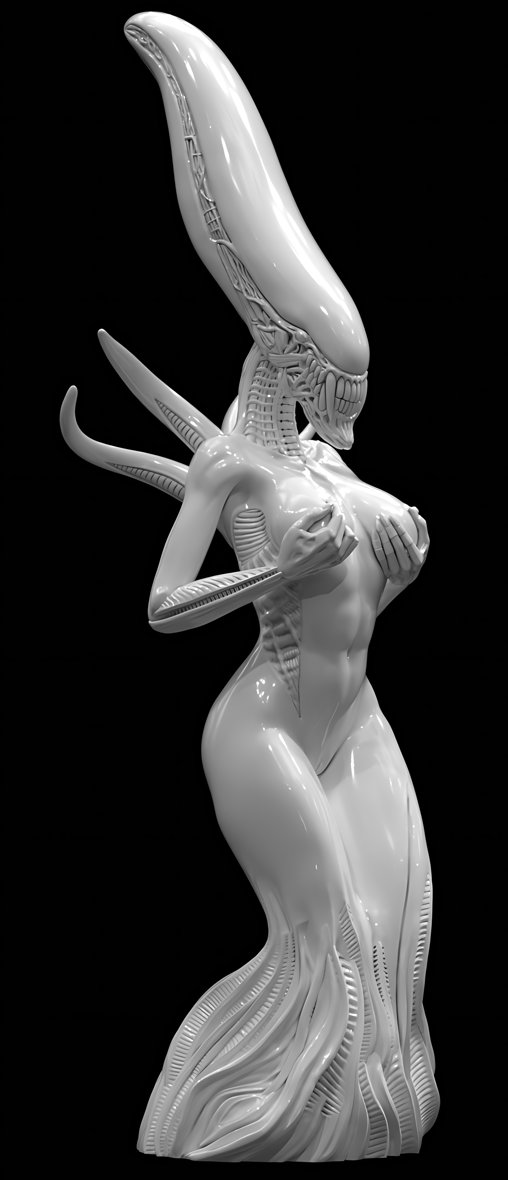 Enjoy in White: Female Xenomorph, Statue von SPACEart