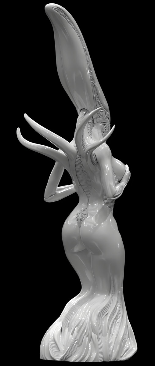 Enjoy in White: Female Xenomorph, Statue von SPACEart