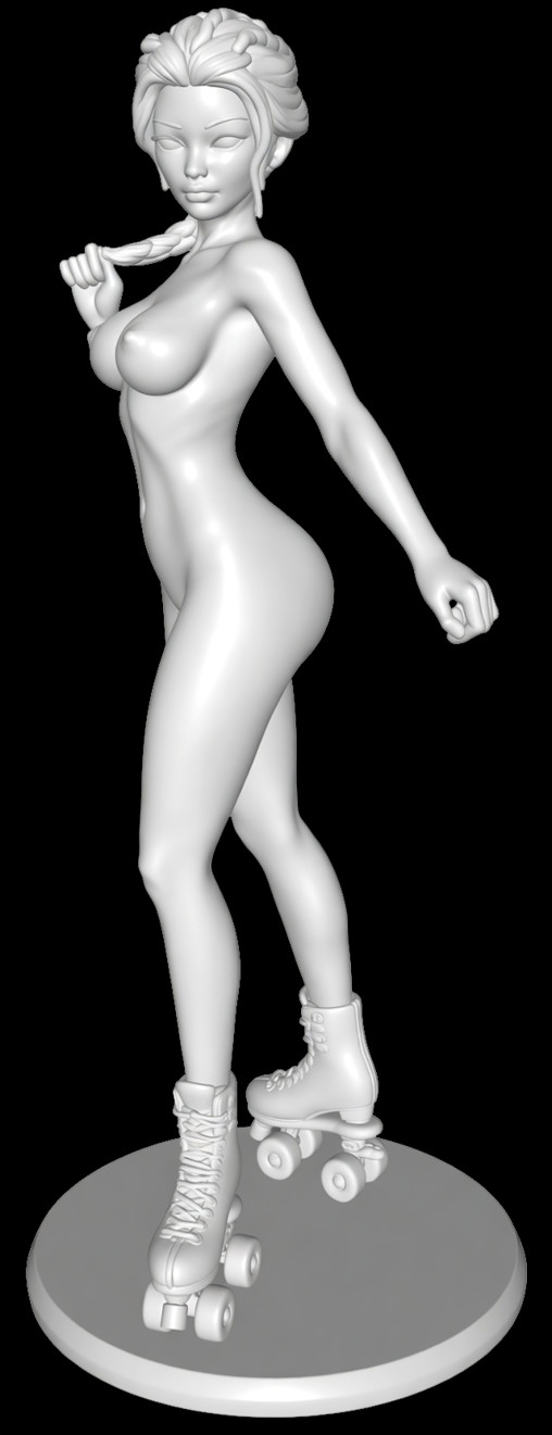 Enjoy in White: Rollergirl Elenna, Statue von SPACEart