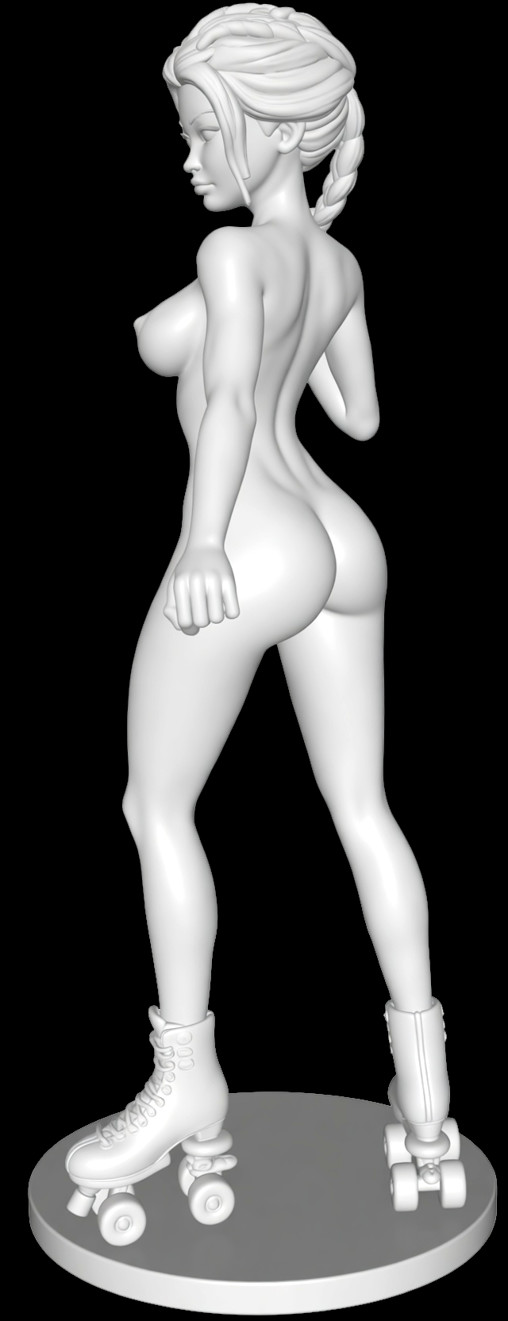 Enjoy in White: Rollergirl Elenna, Statue von SPACEart