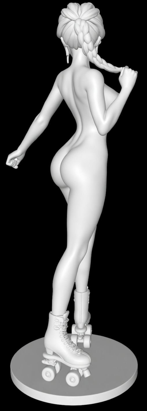Enjoy in White: Rollergirl Elenna, Statue von SPACEart