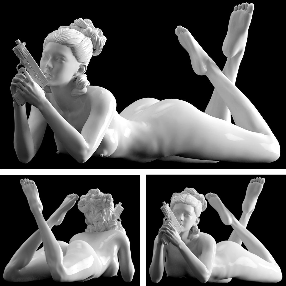 Enjoy in White: License to Lounge, Statue von SPACEart