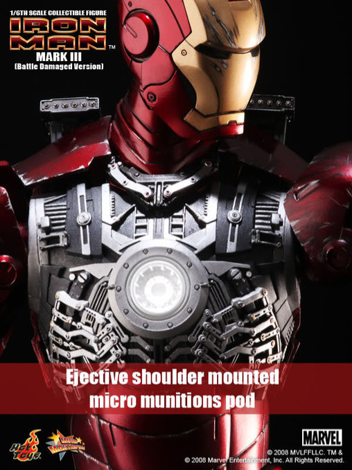 Iron Man 1: Iron Man Mark III - Battle Damaged, 1/6 Figur von Hot Toys