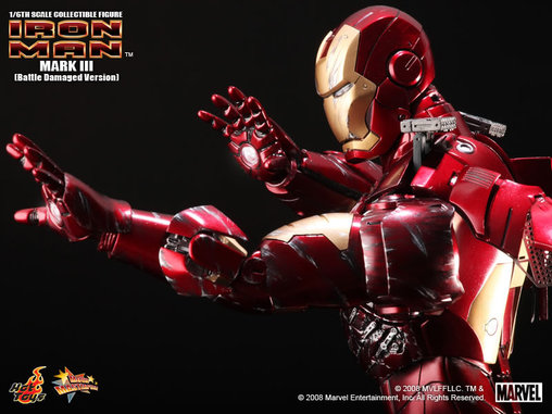 Iron Man 1: Iron Man Mark III - Battle Damaged, 1/6 Figur von Hot Toys
