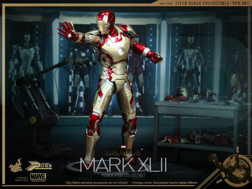 Iron Man 3: Iron Man Mark XLII - Power Pose, 1/6 Figur von Hot Toys