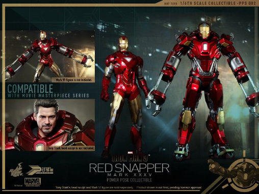 Iron Man 3: Iron Man Mark XXXV - Red Snapper, 1/6 Figur von Hot Toys