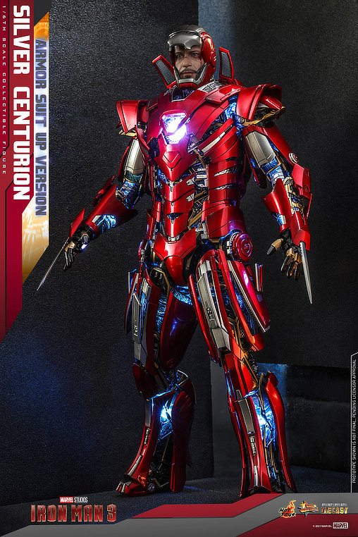 Iron Man 3: Silver Centurion - Armor Suit Up Version, 1/6 Figur von Hot Toys