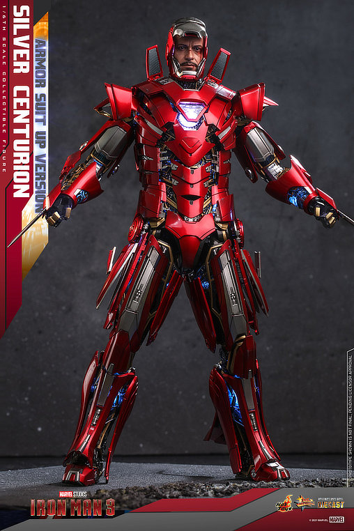 Iron Man 3: Silver Centurion - Armor Suit Up Version, 1/6 Figur von Hot Toys