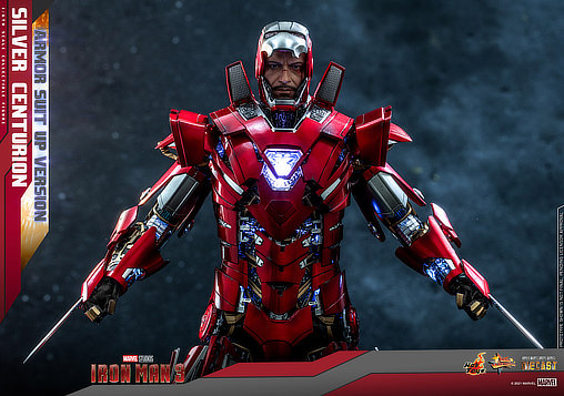 Iron Man 3: Silver Centurion - Armor Suit Up Version, 1/6 Figur von Hot Toys