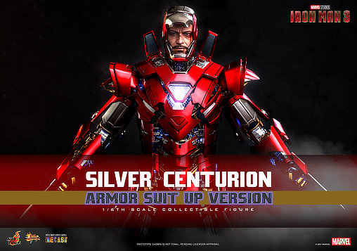 Iron Man 3: Silver Centurion - Armor Suit Up Version, 1/6 Figur von Hot Toys