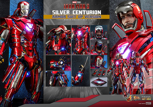 Iron Man 3: Silver Centurion - Armor Suit Up Version, 1/6 Figur von Hot Toys