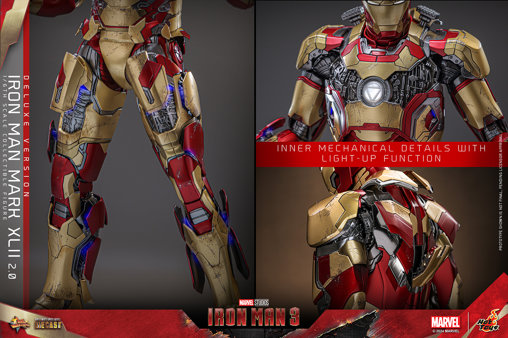 Iron Man 3: Iron Man Mark XLII 2.0 - Deluxe - DieCast, 1/6 Figur von Hot Toys