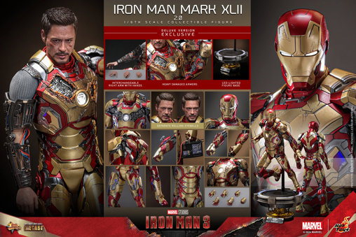 Iron Man 3: Iron Man Mark XLII 2.0 - Deluxe - DieCast, 1/6 Figur von Hot Toys