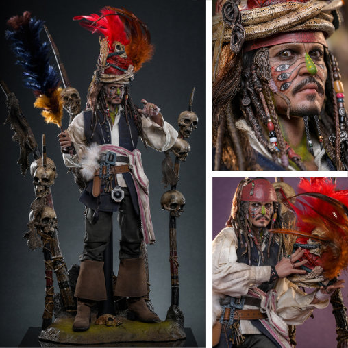 Pirates of the Caribbean - Dead Mans Chest: Pelegostos Chief Jack Sparrow, 1/6 Figur von Hot Toys