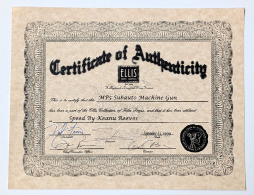 Speed: Jack Traven MP5-Maschinenpistole, Movie Prop von Filmstudio