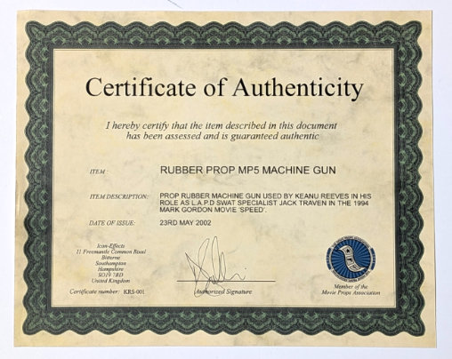 Speed: Jack Traven MP5-Maschinenpistole, Movie Prop von Filmstudio