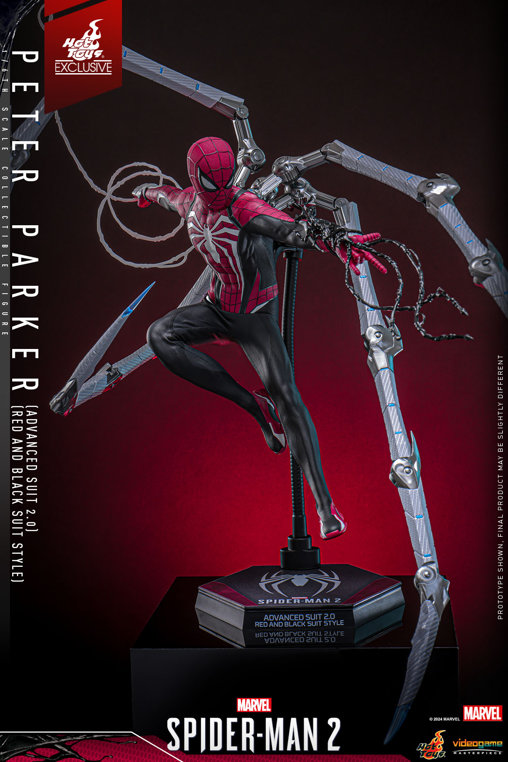 Marvels Spider-Man 2: Peter Parker - Advanced Suit 2.0 - Red and Black Suit Style, 1/6 Figur von Hot Toys